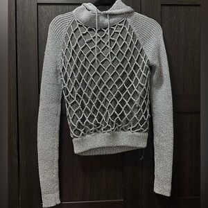 Lurex Fishnet Design Hooded Sweatshirt
